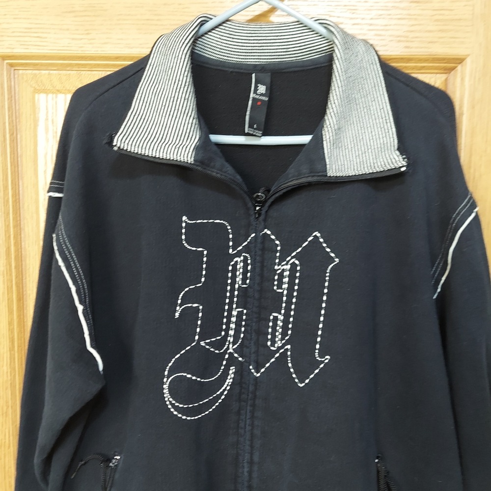Makaveli Track Suit Jacket Mens Black Large Full Zip Gothic Embroidered Y2K